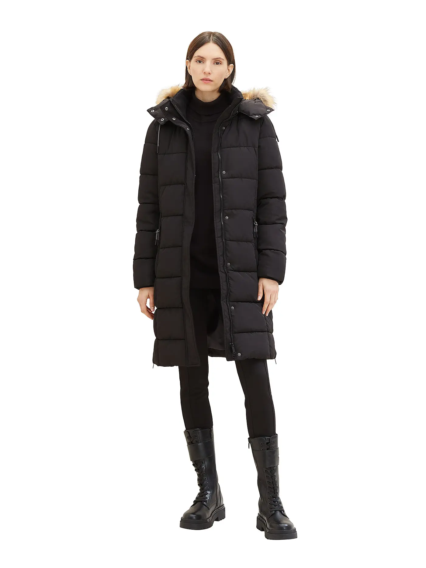 TOM TAILOR | Steppmantel | schwarz
